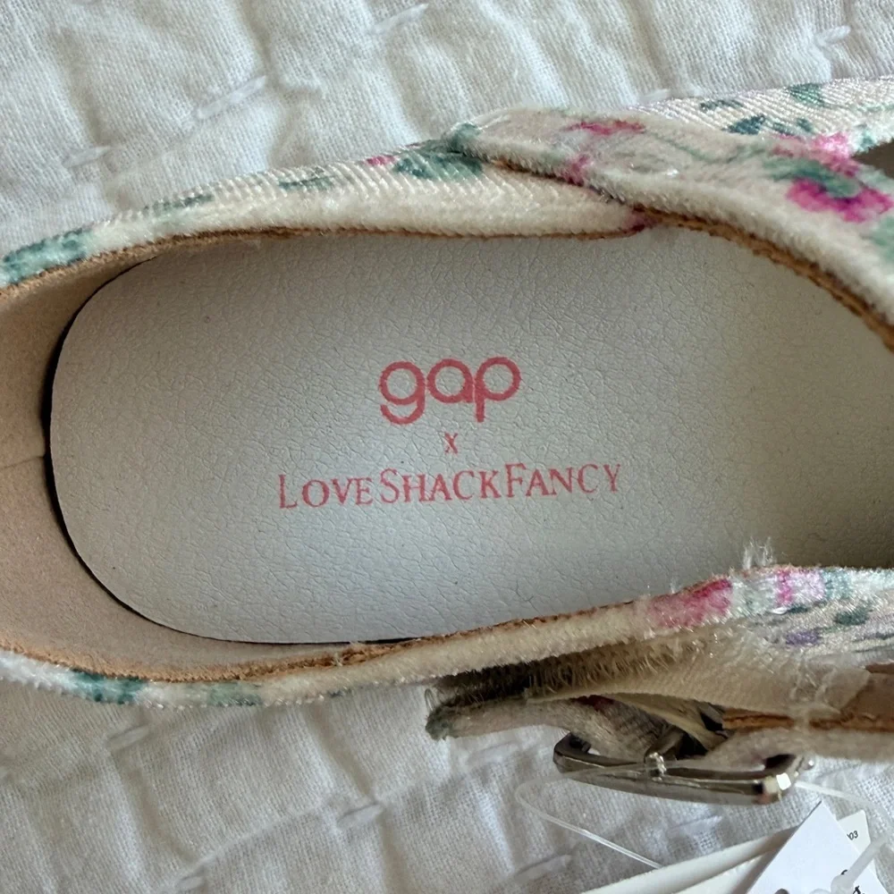 GAP x LoveShackFancy Toddler Girl 7 Mary Jane Floral Shoes NWT
